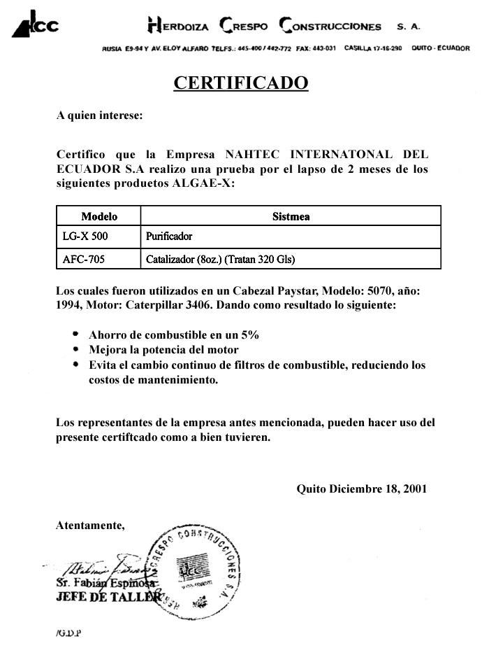 Test Report Ecuador